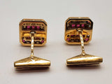 0.45 Cttw Diamonds 18k Yellow Gold Rubies 10.7g Cuff Links Do0125ixzde