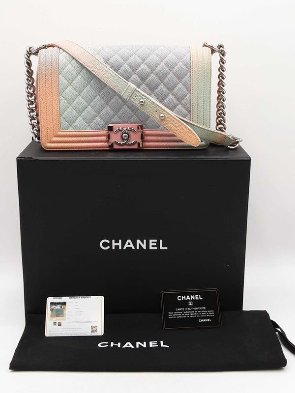 Chanel Medium Boy Bag In Rainbow Matelassé Caviar Leather Fw1125lrxzdu