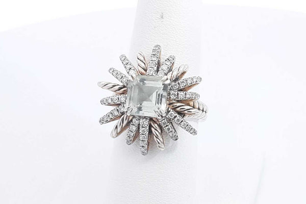 David Yurman Prasiolite & Diamond Sterling Silver Starburst Ring 8.4g Eb1224oxzsa