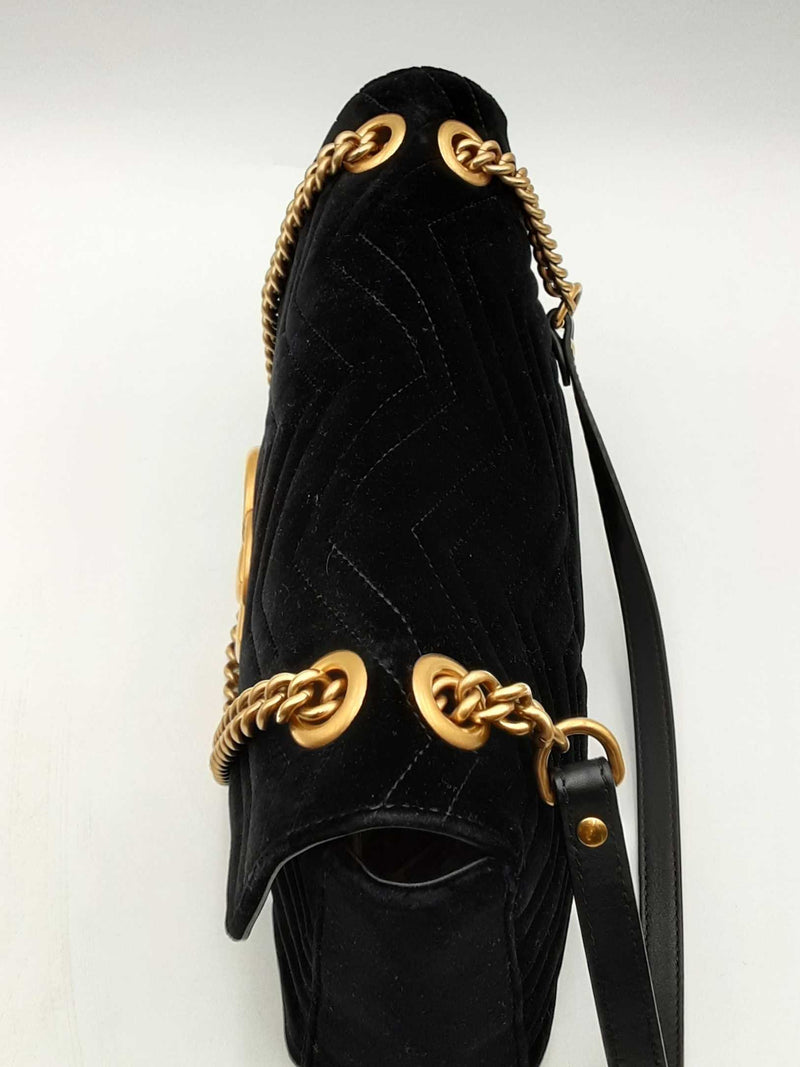 Gucci Gg Black Velvet Marmont Shoulder Bag Eb0424wxzsa