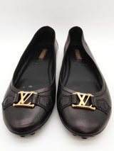 Louis Vuitton Black Leather Flats Size Eu 39 Do0925oxzde