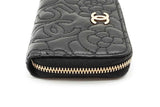 Chanel Camellia Black Leather Zip Wallet Eb0626oxzde