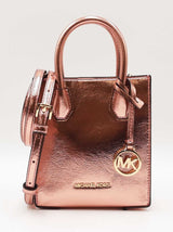 Michael Kors Mercer X-small Crossbody In Metallic Rose Gold Leather Fw0826pxdu