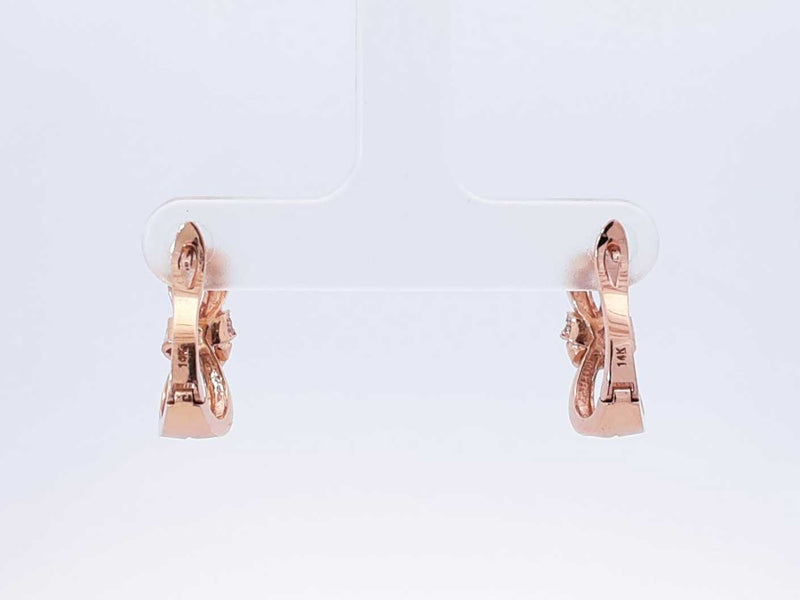 Diamond & 14k Rose Gold Bowknot Leverback Earrings 3.8 Grams Fw0925lczdu