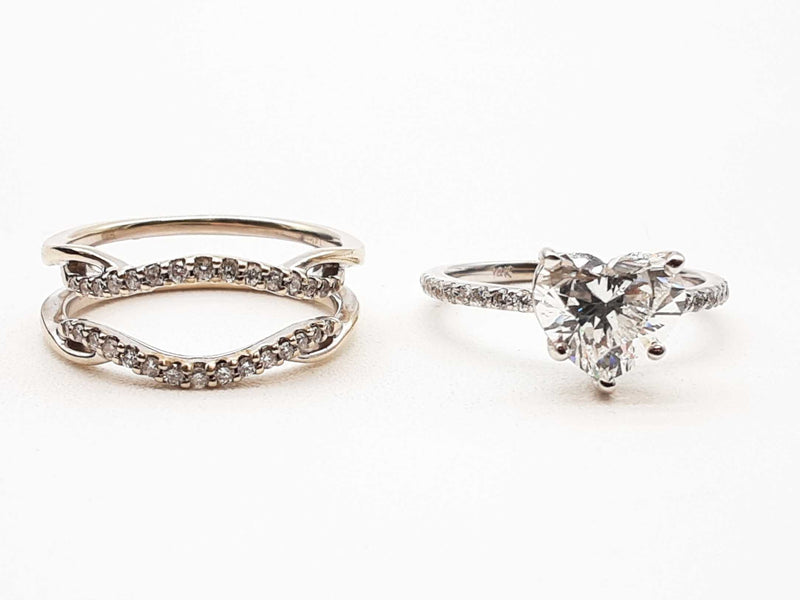 1.96 Ct Lab Grown Heart Cut Diamond 14k Wg 6.3g 2 Set Ring Size 6.5 Do0225lcxzde