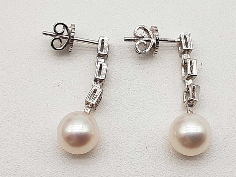 White Pearls Diamonds 18k White Gold 8.6g Ensemble Do0425rxzde