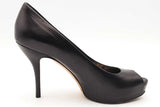 Gucci Black Leather Peep Toe Platform Heels Size 36.5 Eb0526crsa