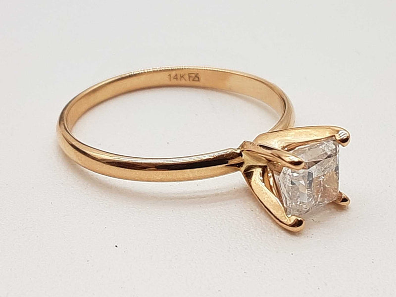 0.60 Carat Princess Cut Diamond 14k Yg 2.1g Solitaire Ring Size 8 Do0925rxzde