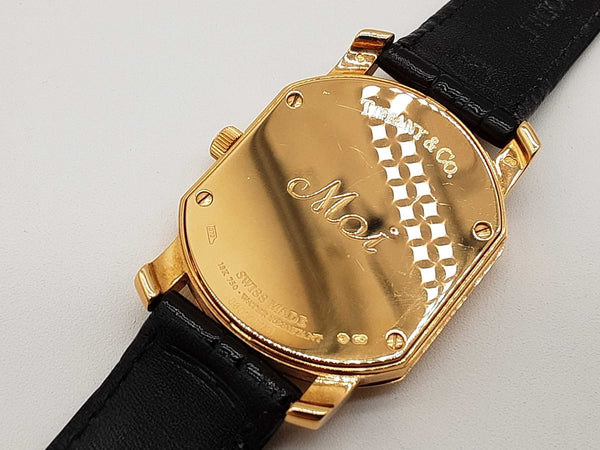Tiffany & Co. 32 Mark Coupe 18k Yg Black Crocodile Leather Watch Do0725iwxzde