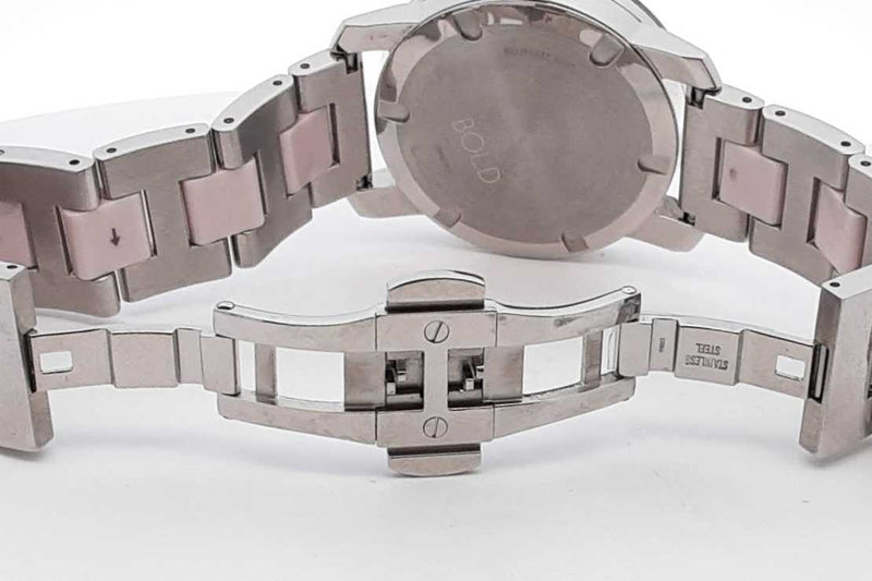 Movado Bold Stainless Steel & Light Pink Ceramic Watch 32mm Eb0324lxzsa