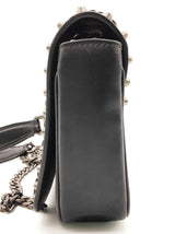 Prada Studded Black White Vitello Leather Flap Chain Crossbody Bag Do0426rrxde