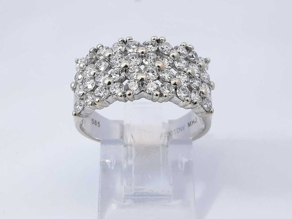 2.0 Cttw Diamond & 14k White Gold Four-row Ring 5.1 Grams Size 8 Fw0925pcsdu