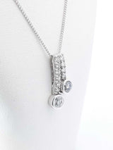 1.24 Cttw Double Vertical Drop Pendant Necklace In 14k White Gold 4.7 Grams 20 Inch Fw0626sirdu