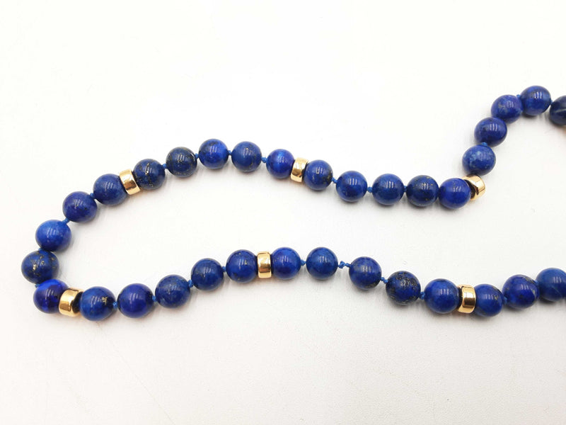 Lapis Lazuli Beads 10k Yellow Gold 109.7g Beaded Necklace 34 In Do1224rxzxdu