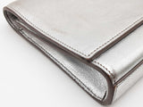 Yves Saint Laurent Ysl Metallic Silver Leather Clutch Do0526prxde