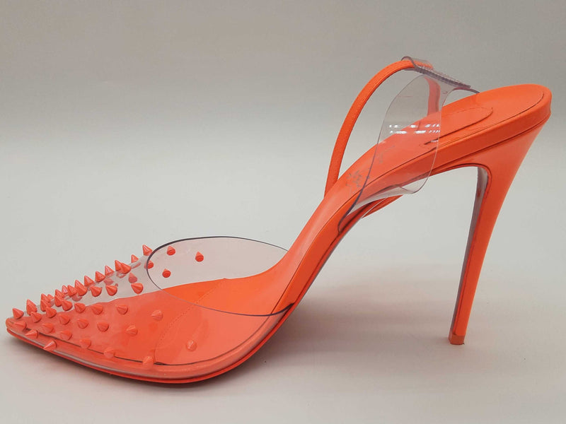 Christian Louboutin Spikoo Neon Orange Heels Size Eu 38.5 Do0525lxzde