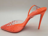 Christian Louboutin Spikoo Neon Orange Heels Size Eu 38.5 Do0525lxzde