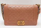 Chanel Quilted Iridescent Pink Leather Boy Bag Eb0526oxerde