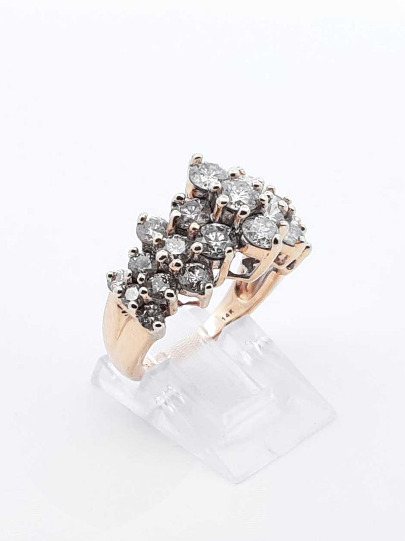 3.43 Cttw Diamond & 14k Yellow Gold Waterfall Ring 7.1 Grams Size 6 Fw0825scrdu
