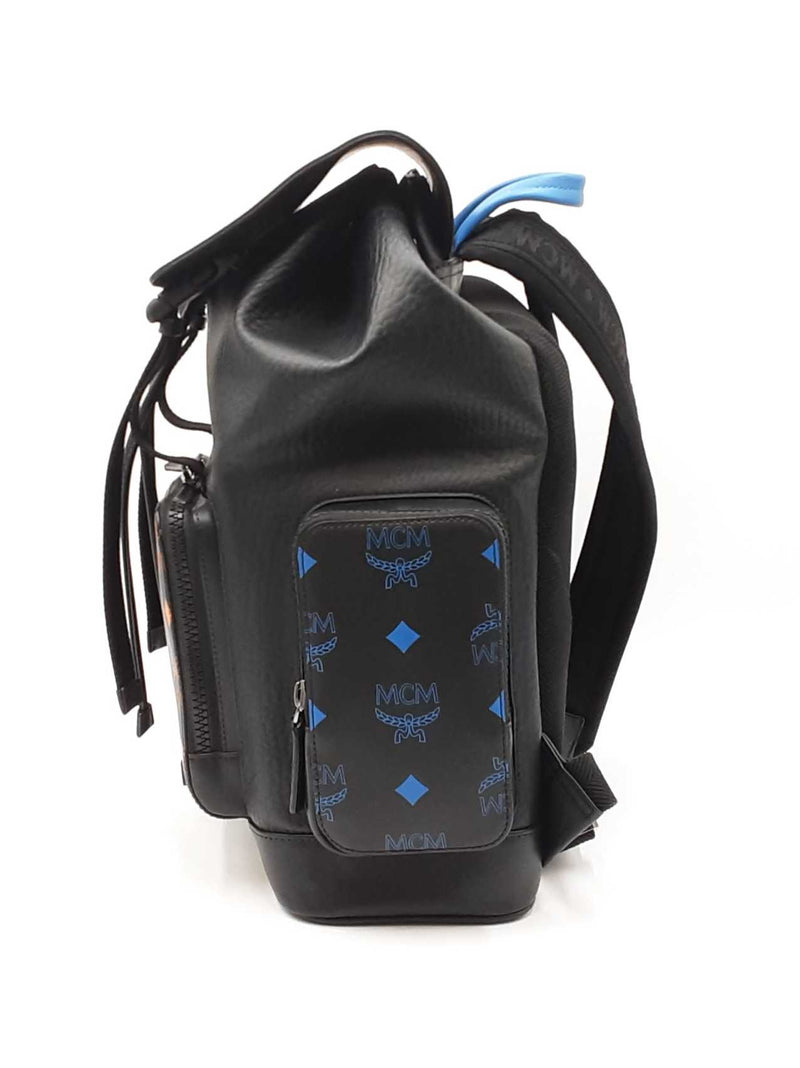 Mcm Brandenburg Visetos Logo Embossed Black Leather Backpack Fw0525wrxdu