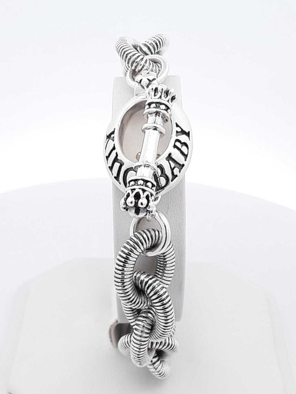 King Baby Sterling Silver Spiral Oval Link Bracelet 95.6 Gram 9 Inch Fw0425lrxdu
