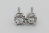 0.46cttw Diamond Stud Screwback Earrings In 14k White Gold 1.7 Grams Eb0926lxzsa