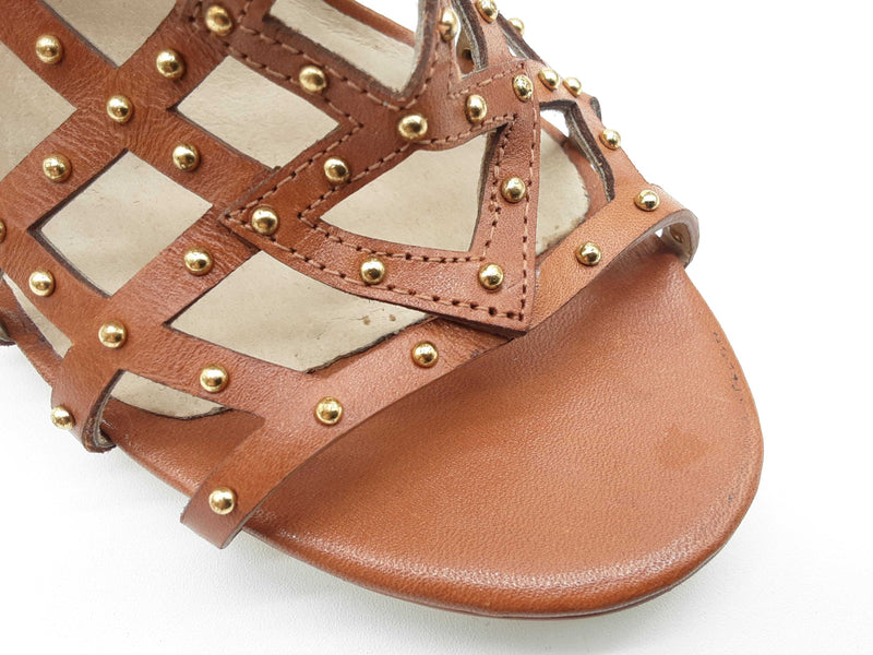 Michael Kors Yvonne Gold Brown Leather Caged Heels Size Us 8m Womens Do0525oxde