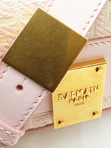 Balmain 1945 Pink & Beige Monogram Jacquard & Leather Shoulder Bag Fw0926wxzdu