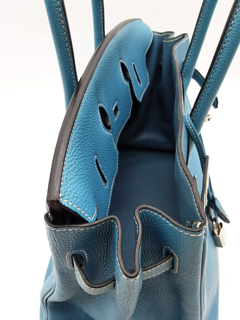 Hermes Birkin 35 Bleu Jean Blue Clemence Palladium Hardware Handbag Do0925erxzde