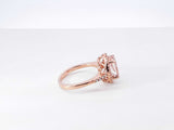 Morganite & Diamond Halo Ring In 10k Rose Gold 2.8 Grams Size 4.5 Fw0326lcrdu