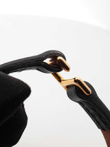 Hermès Rivale Mini Bracelet In Gold-tone & Black Swift Leather 6 Inch Fw0626lzxdu