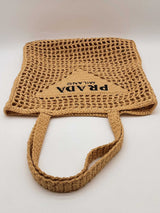 Prada Raffia Crochet Logo Tote Bag Eb1026exzde