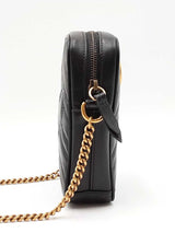 Gucci Marmont Mini Gg Crossbody Bag In Black Matelassé Leather Fw0626pxzdu