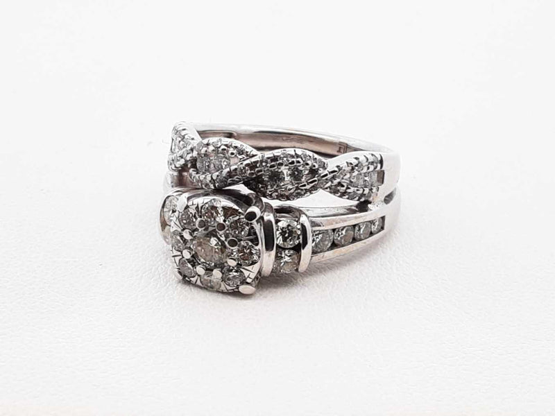 1.07 Cttw Diamond & 10k White Gold Bridal Set 8.2 Grams Size 6.5 Fw0625wrxdu