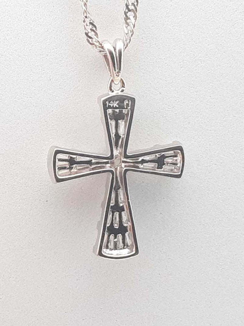 0.48 Cttw Diamond & 14k White Gold Cross Necklace 5.3 Gram 18.5 Inch Fw0425wrxdu