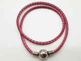 Pandora Moments Double Pink Braided Leather Bangle Bracelet 7.25 In Do0726lxde