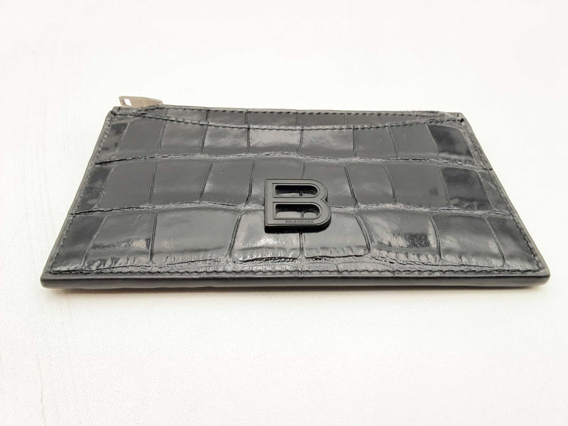 Balenciaga Crocodile-embossed Hourglass Zip Card Wallet Fw1224lrxsa