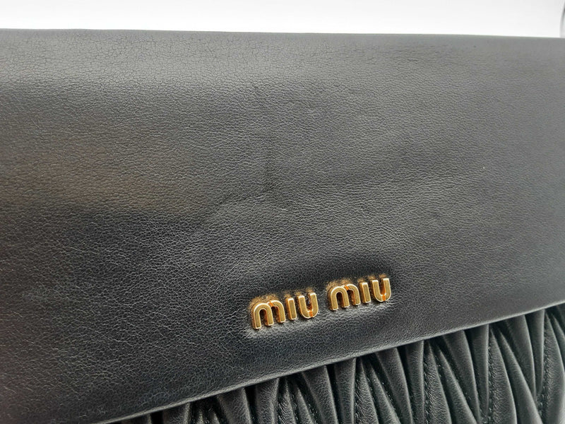 Miu Miu Black Leather Clutch Wallet Do0125loxde