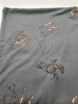 Hermes Jocky Equestrian Race Embroidered Slate Gray Blue Blanket Do0326wcrde
