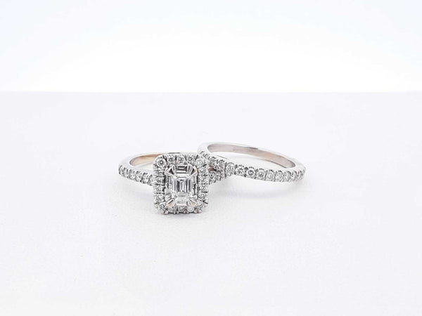 1.58 Cttw Diamond & 14k White Gold Bridal Set 6.4 Grams Size 5.5 Fw1224loxzdu