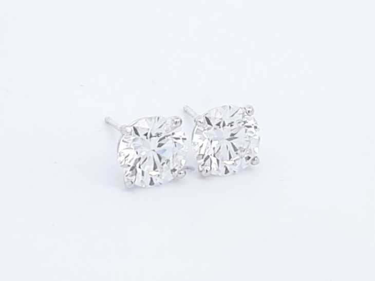 4.16ctw Lab Grown Round Diamond Stud Earrings In 14k White Gold 2.1g Eb1224irxdu