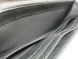 Chanel Gusset Dark Gray Metallic Quilted Caviar Leather Flap Wallet Do0425erxde