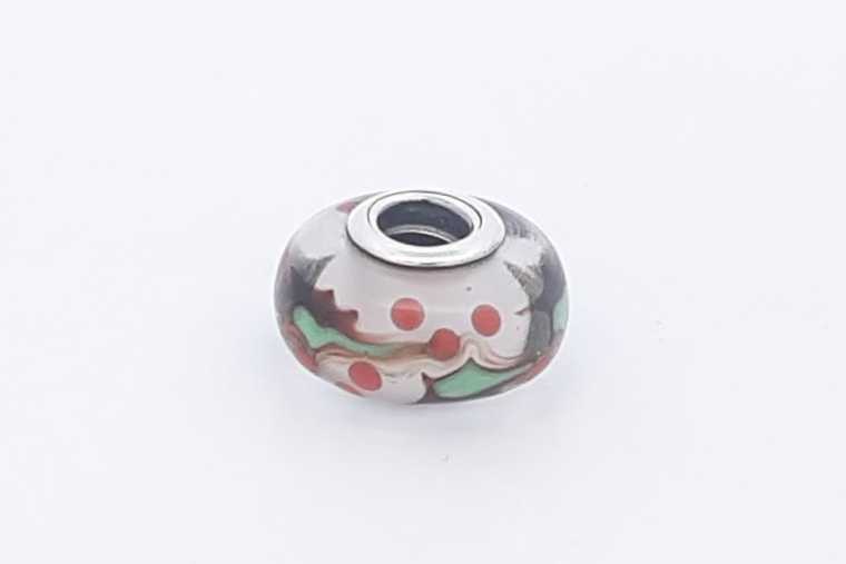 Pandora Christmas Holly Murano Glass Charm Sterling Silver 3.2 Grams Eb0425isa