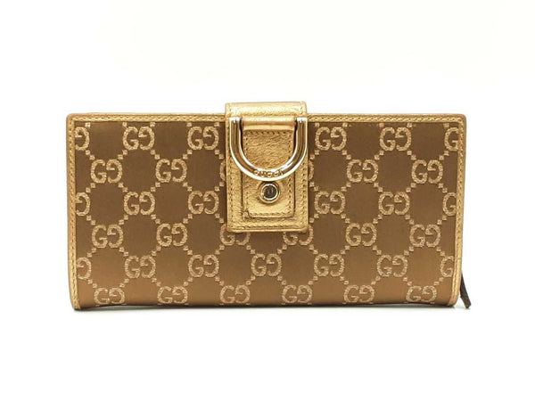 Gucci Timeless Gg Supreme Bronze & Gold Canvas Continental Wallet Fw0725crdu