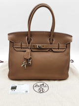 Hermes Birkin 30 Etoupe Gray Togo Palladium Handbag Do0725lprxzde