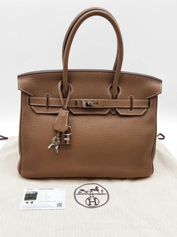 Hermes Birkin 30 Etoupe Gray Togo Palladium Handbag Do0725lprxzde