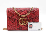Gucci Gg Marmont Chain Mini Bag In Quilted Red Python Leather Fw0626pzxdu