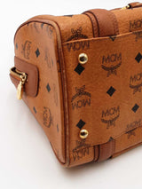 Mcm Visetos Cognac Small Boston Bag Eb0925oxzdu