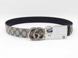 Gucci Marmont Reversible Belt In Gg Supreme & Leather With Gg Buckle Fw1225lrxdu
