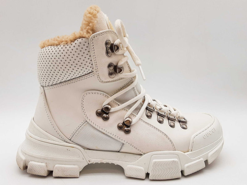 Gucci Flashtek White Fur Lined Sneakers Size It 38.5 Do1224loxde